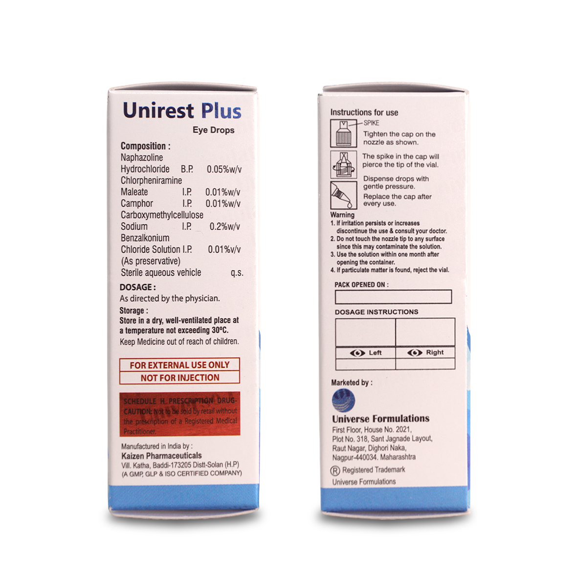 Unirest Plus — back pack with composition details by Universe Formulations