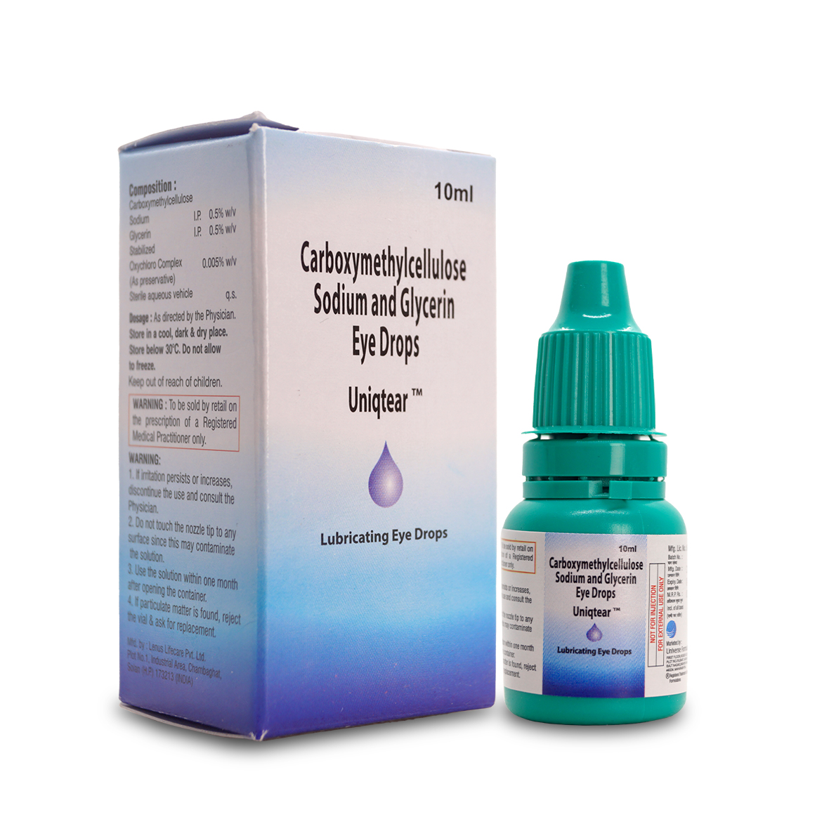 Uniqtear Eye Drops — side pack view by Universe Formulations